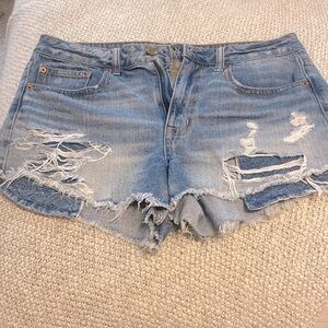 Medium Wash Distressed Denim Shorts